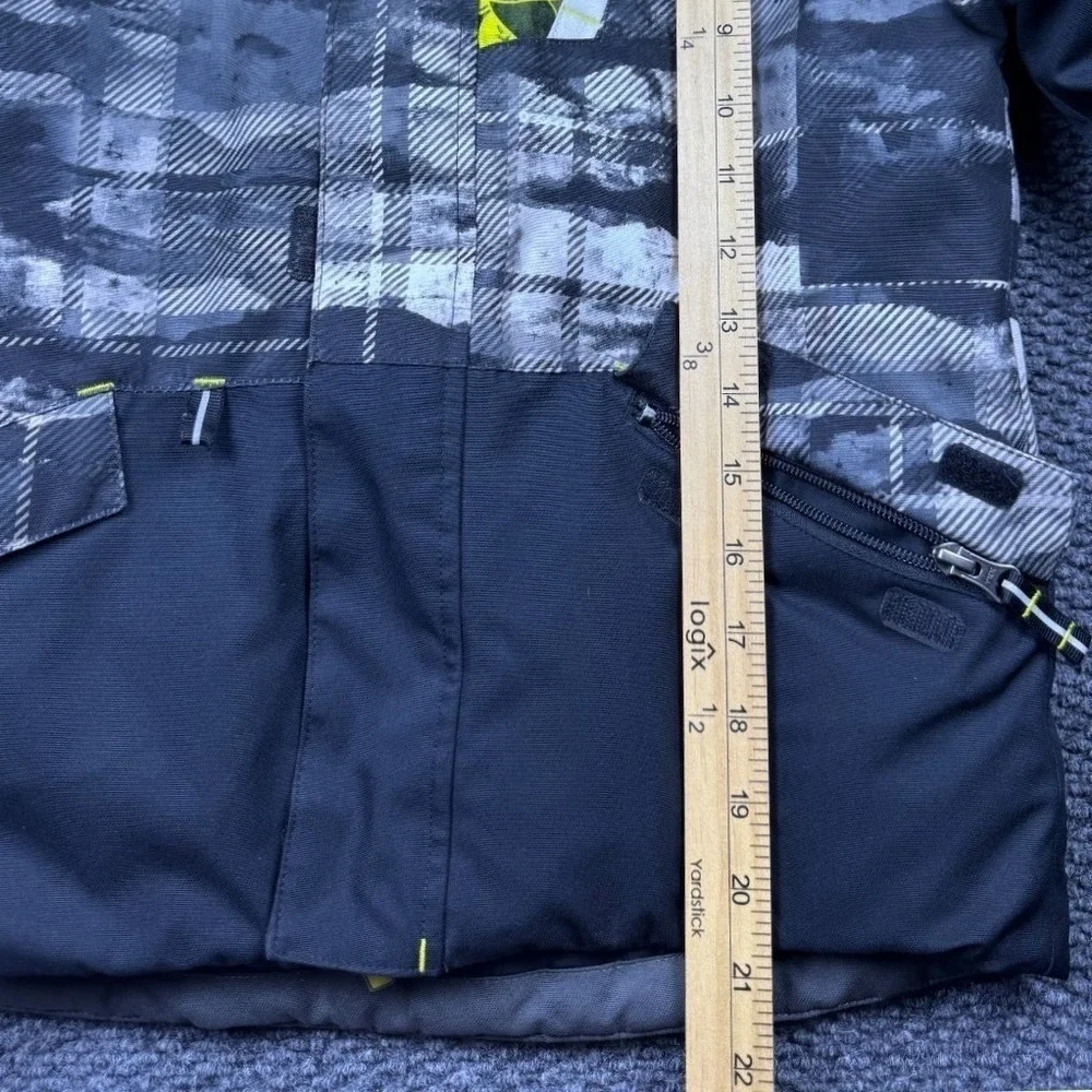 Obermeyer Boys Ski Snowboard Jacket I-Grow Hooded Insulated Black Green‎ 7 Retro - Picture 8 of 8